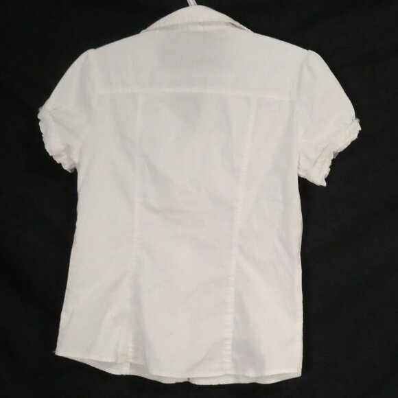 Unbranded | P2P 15.5 inches measured | Elegant White V-Neck Ruffled Blouse - Picture 2 of 13